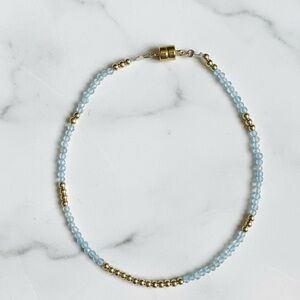 Dainty Gold Filled & Light Blue Topaz Bracelet w/ Gold Filled Magnetic Clasp